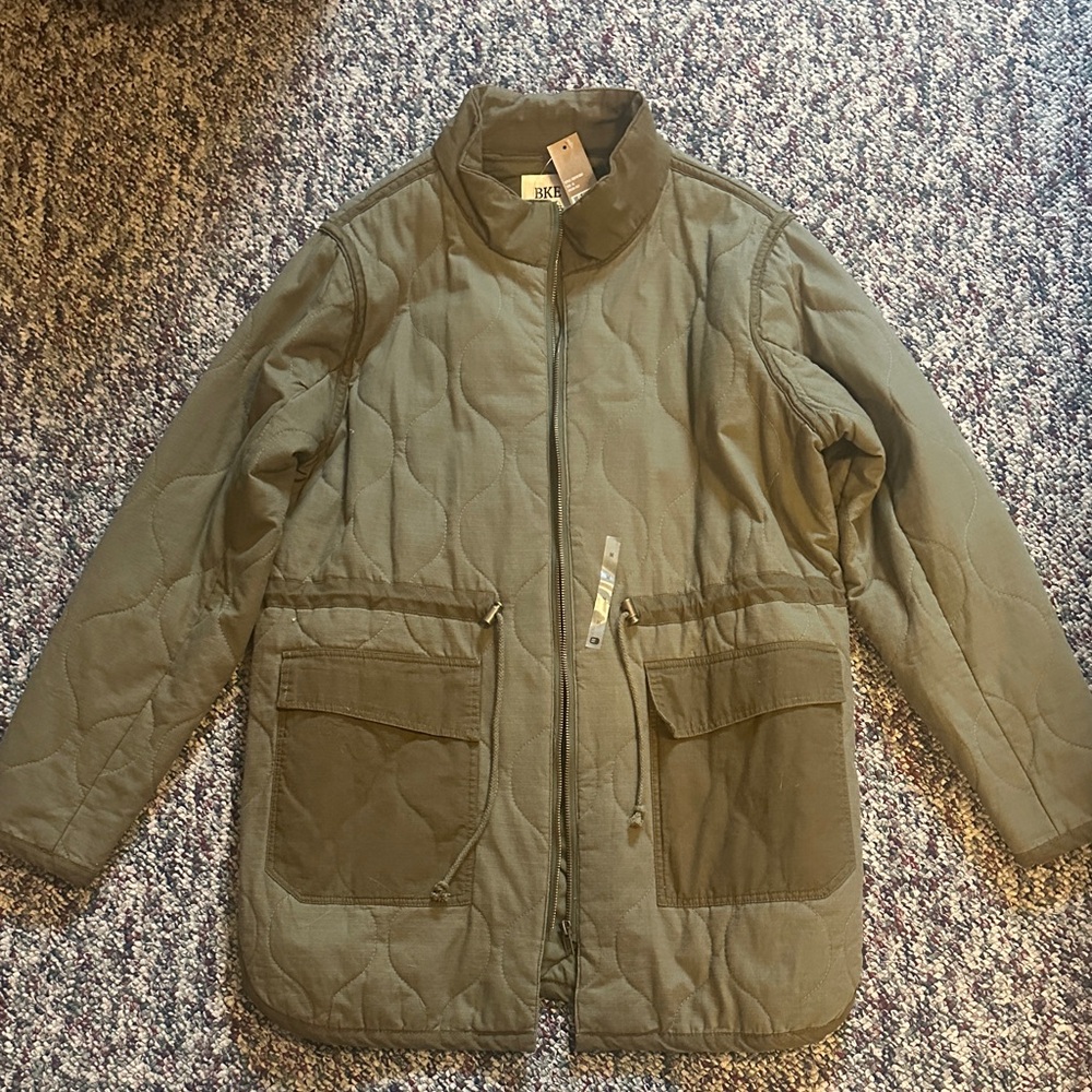 BKE Olive Quilted Jacket Size Medium
